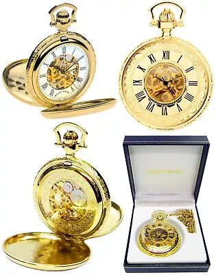 Mount Royal Twin-Lid 17 Jewel Skeleton Pocket Watch GP With Free Engraving (B41) • $128.05