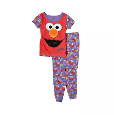 Sesame Street Elmo Girls 2 Piece Short Sleeve Purple Pajama Set • $10.99