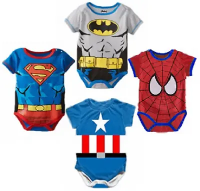 £37 • Buy Halloween Superhero Marvel Avengers DC Comics Baby Boy's 4 Pack Bodysuit Newborn