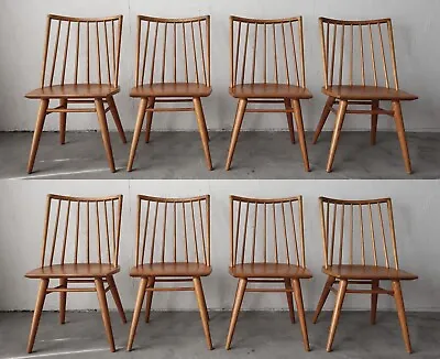 Set Of 8 Minimalist Mid Century Spindle Back Dining Chairs By Conant Ball • $5500