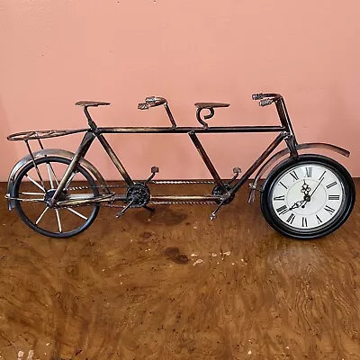 Vintage Bicycle Table Clock BICYCLE BUILT FOR 2 For Desk Shelf Living Room 19” • $25