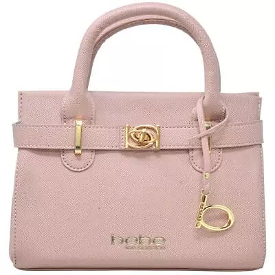 Bebe Womens Evie Pink Faux Leather Satchel Handbag Purse Small BHFO 7541 • $22.99