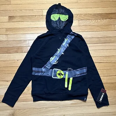 Tony Hawk Ninja Boys Large Hood Zip Mask Hoodie Sweatshirt Neon Black NWT • $13.99