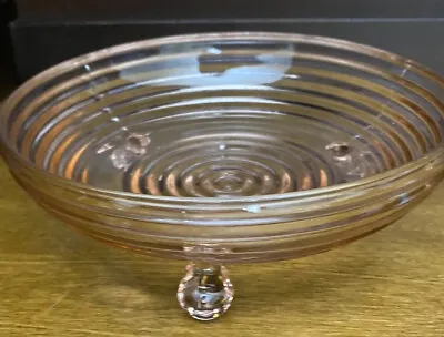 Anchor Hocking Manhattan Bowl Pink Depression Glass Ribbed 3 Footed Vintage • $15