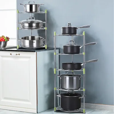3/5 Tier Saucepan Frying Pan Pot Storage Holder Rack Kitchen Organizer Shelf • £12.95