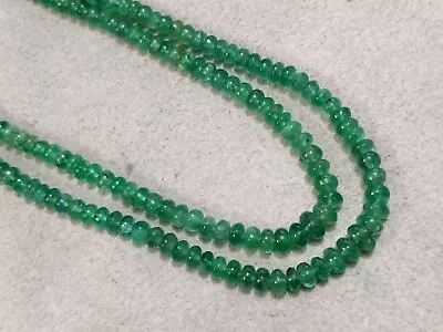 3 Mm Natural Emerald Beads Rondelles 16   2 Strands Zambian Emerald Uncut Beads • $385