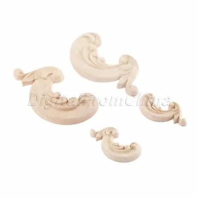 Exquisite Carved Decal Furniture Drawer Onlay Rubber Wood Corner Applique Decor • $3.42