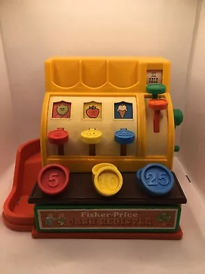 Vintage 1974 Fisher Price Cash Register With 6 Coins Works Great Original • $25