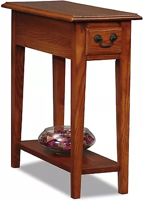 Chair Side End Table Oak Finish Home Accent Furniture Wood Storage Drawer • $155.99