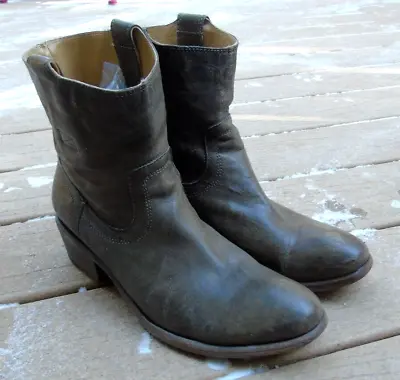 Frye Carson Tab Dark Brown Leather Short Booties Boots US 9 Women's • $47.99