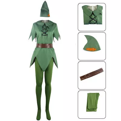 Peter Pan Outfit Women Cosplay Costume Green Uniform Halloween Masquerade Suit • $76.43