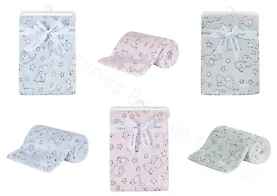 Baby Fleece Blanket Wrap Elephant & Stars Pram Crib Moses Newborn Baby Town ~abg • £7.90