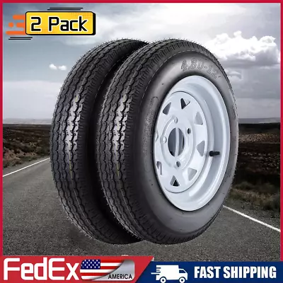 2Pcs 4.80-12 4 Lug Trailer Tires 4.80x12 480-1212'' RimLoad Range C6PR Wheels • $119.99