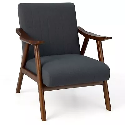 Giantex Mid-century Modern Accent Chair - Comfy Upholstered Lounge Chair • $52