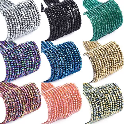 $10.10 • Buy 10 Strands Faceted Crystal Glass Beads 2mm Rondelle Briolette Glass Spacer Beads