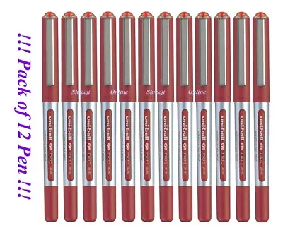 12 X UNIBALL EYE MICRO UB-150 ROLLER BALL PEN 0.5mm RED Colour Best Price Pen • £12.89