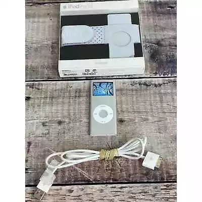 Bundle Of IPod Nano 2 GB Silver Screen Defects Armband Case Charge Cable PARTS • $17