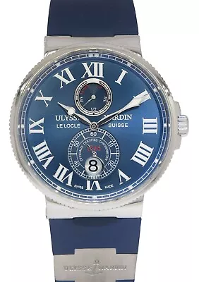 Ulysse Nardin Maxi Marine Chronometer Steel Blue Mens 43mm Watch 263-67 • $5750