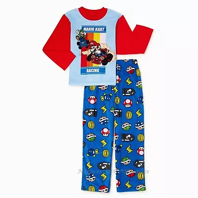 NWT SUPER MARIO KART Pajamas Size 4-10 Boys Luigi Shirt Pants Set Nintendo Girls • $19.85