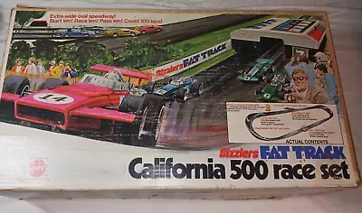 Vintage Mattel Hot Wheels 1970 SIZZLERS FAT TRACK CALIFORNIA 500 RACE SET - Nice • $175