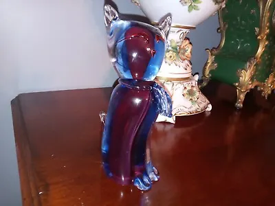 Mid Century Italian MURANO Glass Blue Cat Figure Sculpture  • $75