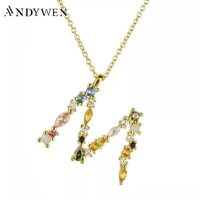 Gold Letter Opals Necklace-Alphabet Monogram Necklaces Women Accessories Jewelry • $27.18