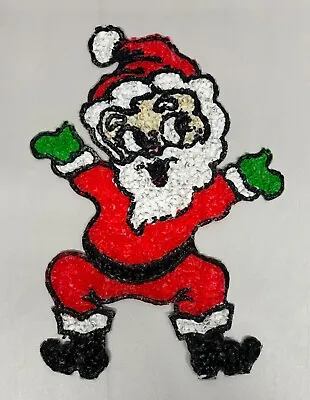 Vtg Melted Plastic Popcorn Christmas Decoration Santa Window Door Hanger 16” • $22