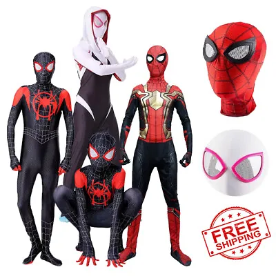 Spider-Man Costume Miles Gwen Halloween Jumpsuit Kids & Adult Cosplay Bodysuit • $20.99