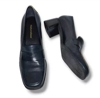 Naturalizer Heeled Leather Loafers - Sz 9.5 M • $45