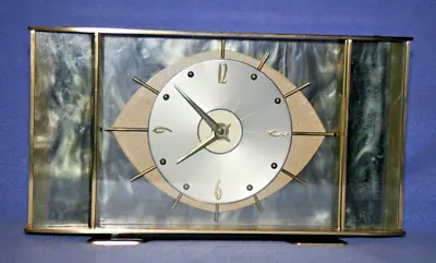 Metamec Atomic Eye Brass & Perspex 8 Day Mechanical Mantle Clock • £53