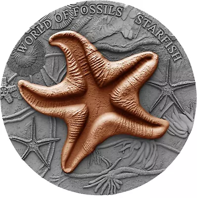 2019 NIUE 2 OZ .999 SILVER ANTIQUE WORLD OF FOSSILS-STARFISH Coin • $225