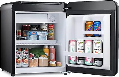 1.7 Cu.Ft Retro Black Mini Fridge W/Freezer Removable Shelves Refrigerator Home • $169.99