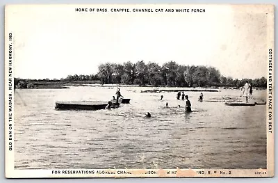 Vintage Postcard - Swimming - Old Dam On The Wabash - Near Harmony Indiana - IN • $3.50