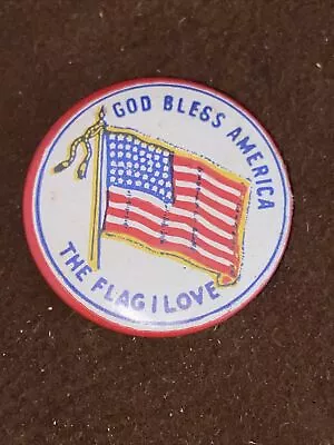 Vintage American Flag 48 Star Pin:  God Bless America-The Flag I Love • $4.99