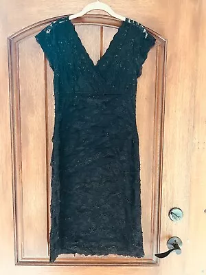 Marina Women's BLACK Lace And Sequin Cocktail Dress. Size 10 • $26.50