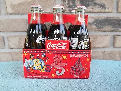 COCA COLA CLASSIC Six Pack Bottles WALT DISNEY WORLD MAGIC KINGDOM 25 YEARS. • $39.95