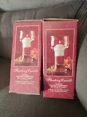 2 Indiana Glass Lancaster Colony Floating Candle Holders  + 8 CANDLES In Total • $29.99