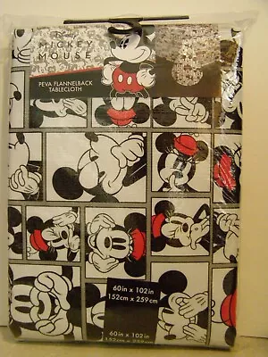 Disney Mickey & Minnie Mouse Peva Flannelback Tablecloth 60  X 102  New Unopened • $22.95