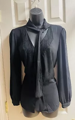 J. Crew 365 Women’s Black W/Tie Neck Long Sleeve Blouse Size 2 • $9.99