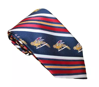 Macaw Parrot Necktie By Miller & Rhoads Red White Blue Yellow Striped 57L 4W • $17.75