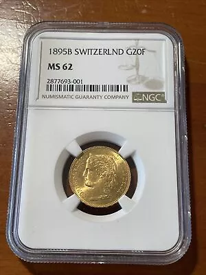 1895B Switzerland G20F NGC Certified MS62 Switzerland Gold 20 Francs • $800