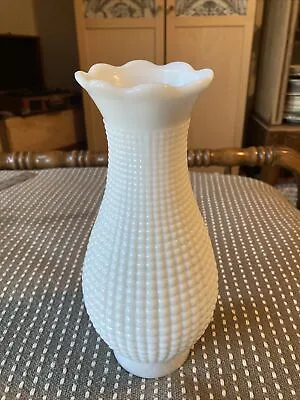 Vintage Milk Glass White Hobnail Hurricane Chimney Shade Wavy Top 10” Tall • $19