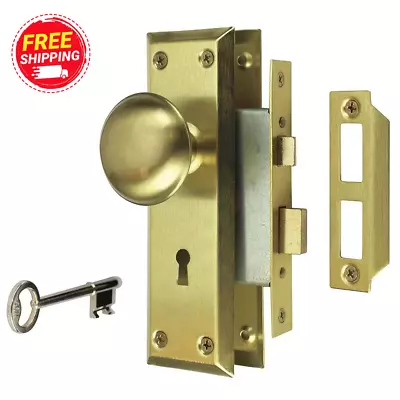 Brass Metal Satin Brass Knob Mortise Set • $35.02