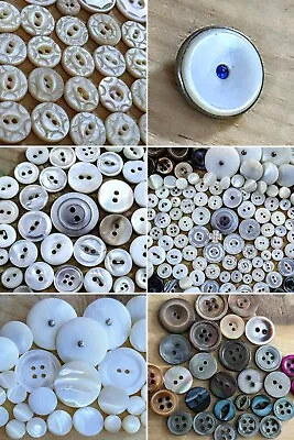 Lot Antique Vintage Mother Of Pearl Buttons- Detailed Carving Dyed Tiny 1/4  • $8.95