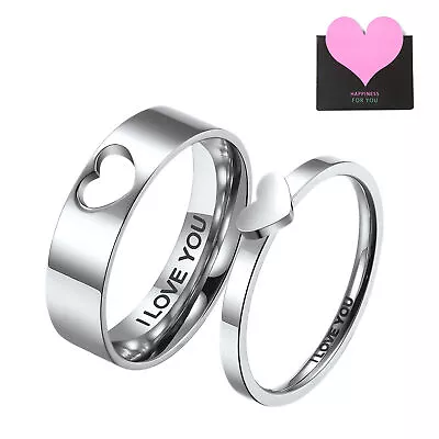 2pcs I LOVE YOU Couple Heart Puzzle Lover Ring Promise Wedding Engagement Band • $13.99