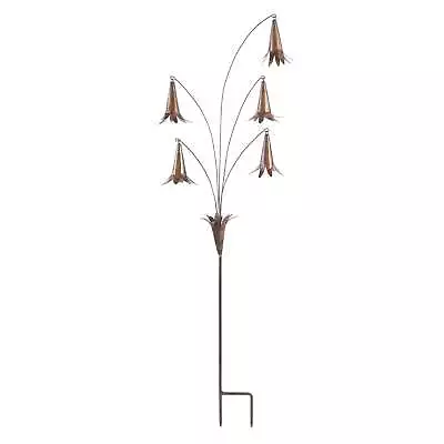 ART & ARTIFACT Trumpet Flower Garden Stake Garden Chimes Metal Flower Bells • $46.99