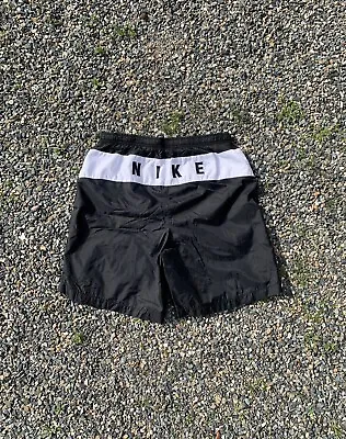 Vintage Nike Spell Out Embroidered Swoosh Swim Trunks. Mesh Lined . Mens Sz L • $18.99