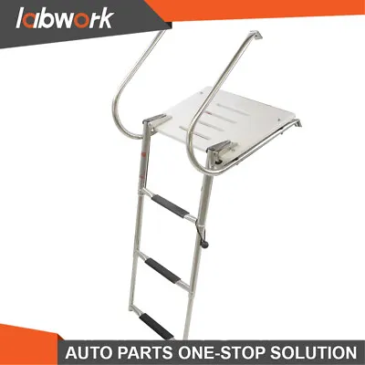 Labwork Telescoping Boat Ladder Stainless Steel 3 Step With Platform 2 Handrails • $92.08