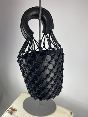 $78 • Buy Staud Black Leather Bucket Bag