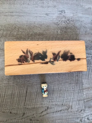 £10.63 • Buy Vintage 1960/1970s Childrens Wooden Pencil Case Box & Wooden Pencil Topper